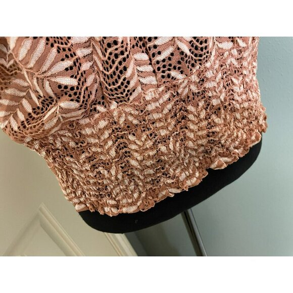 June and Hudson Women's Large Banded Bottom Leaf Boho Mauve Deep V Blouse NWT - Picture 8 of 11